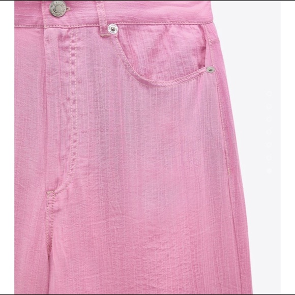 Zara Pink high waisted wide leg jean like pants - Picture 3 of 3
